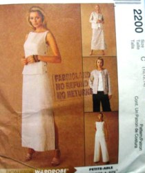 2200 EZ BOXY JACKET, TOP,LONG SKIRT,PANTS PATTERN 10-14,8-12